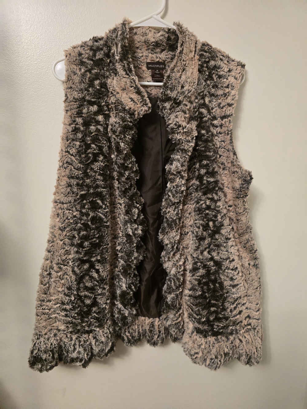 Multiples Taupe and Charcoal Faux Fur Vest - Women #392